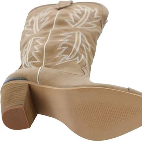 NEW VOLATILE Preston Western High Heel Shaft Boots beige 563tn - Picture 6 of 7